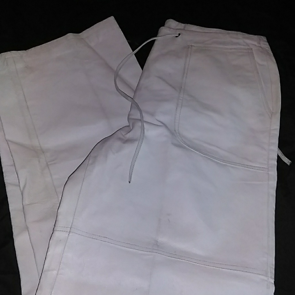 White leather pants